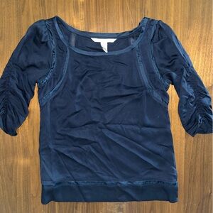 Diane Von Furstenberg Deep Blue Silk Top